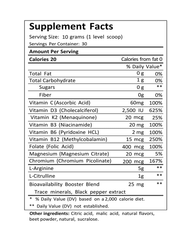 Reinforce Stimulant-Free (No Stimulant) Preworkout (Pre Workout) Fitness Supplement - from FNX Fitness in USA Supplement Facts + Nutrition Information
