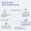 Restart AM Protein Blend Protein Shake/Powder Drink - from FNX Fitness in USA Infographic Image (Nootropics, Energy, Probiotics, Natural Stimulants, Cognition, Thiamine, Whey Protein)